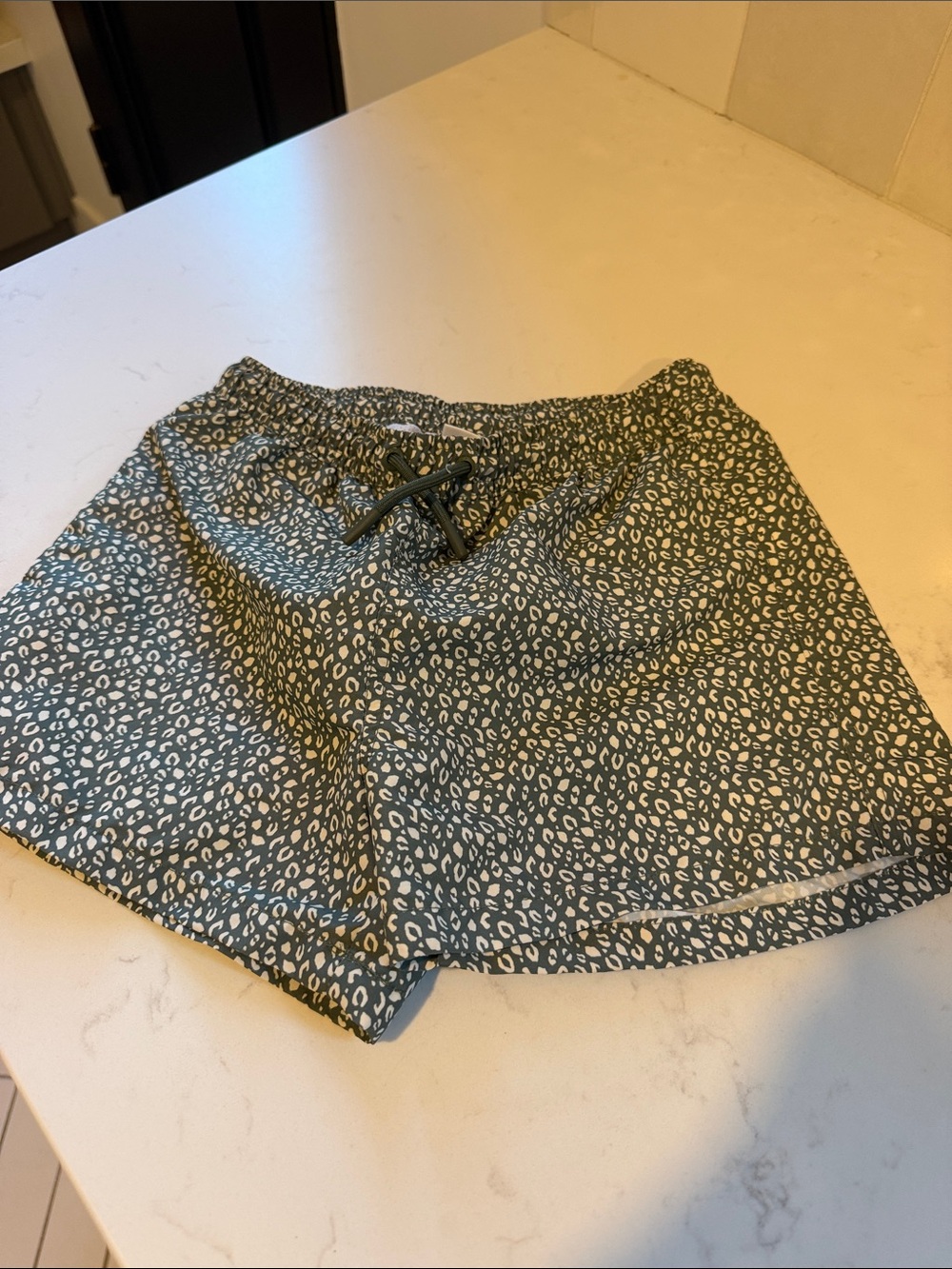 Zara Green Leopard Print Kids Swim Trunks